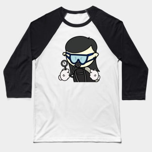 Ordinary Scuba Diving woman, Minimal cartoon, plain cute design Baseball T-Shirt